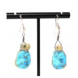 Lot 32 Adorable Pair of Zuni Turtle Earrings, Turquoise