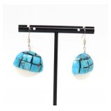 Lot 34 Turquoise Overlaid Seashell Earrings