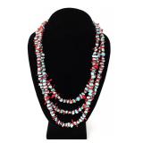 Lot 47 Turquoise & Coral Tripple Strand Necklace