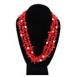 Lot 78 Amazing Bright Red & Pearl Layered Necklace