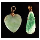 Lot 100 Two Chinese Jadeite Pendants