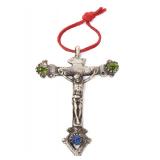 Lot 96 Heavy Jeweled Sterling Silver Crucifix Pendant, 18th c.