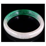 Lot 112 Chinese Translucent White & Green Bangle Bracelet