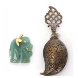 Lot 114 Persian Perfume Bottle & Chinese Jade  Gold Pendant