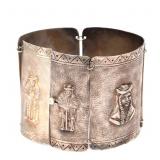 Lot 127 Antique Sterling Silver Storyteller Panel Bracelet