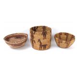 Lot 144 Two Nicely Decorated Mexican Bowls & One Storage Pot