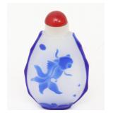 Lot 262 Chinese Peking Glass Blue & White Snuff Bottle