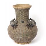 Lot 366 Chinese Basket Weave Porcelain Vase wCrabs