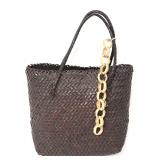 Lot 453 Filipino Hand Made Purse, Braided Rattan & Bamboo