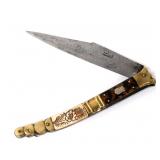 Lot 27 Finely Etched French Beauvoir Folding Knife, 19th20th c.