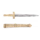 Lot 28 Ceremonial Bone Relief Carved Dagger & Scabbard, Mid-19th c.