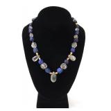 Lot 154 Roman Quartz, Glass, Lapis & Gold Bead Necklace