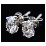 Lot 191 Excellent Pair of IGI Certified Lab Grown Diamond Oval Stud Earrings