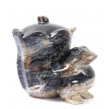 Lot 210 Gorgeous Petrified Wood Carved Frog Statue