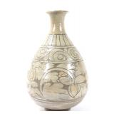 Lot 244 Wonderful Korean Sgraffito Vase, Hibiscus Flowers