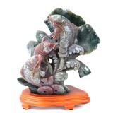 Lot 268 Gorgeous Rainbow Hardstone Koi Fish Statue