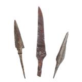 Lot 48 Group of Three Ancient Arrowheads & Spearhead