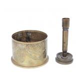 Lot 52 Trench Art Shell and Candlestick