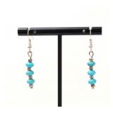 Lot 87 Lovely Pair of Natural Turquoise & Sterling Silver Earrings