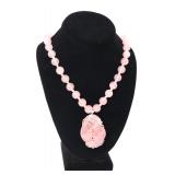 Lot 100 Chinese Rose Quartz Pendant Necklace