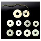 Lot 111 Collection of Ten Chinese White Jade Bi Disc, 36g