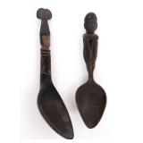Lot 377 Two Ifugao Wood Carved Spoons, Bulul & Deity