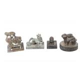 Lot 299 Chinese Zoomorphic Bronze Seals, 4-Pieces