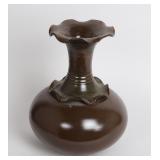 Lot 317 Chinese Brown Glazed Scalloped Rim Vase