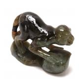 Lot 320 Adorable Hand Carved Labradorite Monkey & Peach