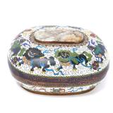 Lot 5 Chinese Cloisonne Box, Foo Lions & Dragons
