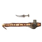 Lot 33 Islamic Omani Jambiya Dagger w Scabbard & Belt