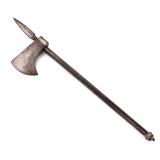 Lot 34 Profusely Silver Inlaid Saddle Axe wHidden Dagger