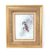 Lot 145 Gorgeous Enamel on Copper, Finches in Winter