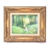 Lot 146 Original Max Karp Enamel on Copper, Children at The Lake