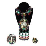 Lot 161 Signed Vega Maddux Jewelry Set- Enamel, Silver & Precious Stones