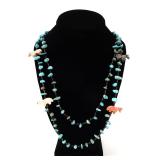 Lot 164 Dual Strand Native American Turquoise & Horses Necklace