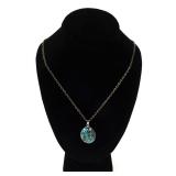 Lot 173 Beautiful Raw Turquoise Drop Necklace