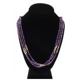 Lot 174 Lovely Three String Amethyst Beaded Necklace