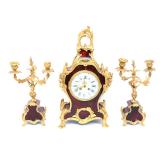 Lot 230 French Rococo Style Clock & Candelabra Set, 19th c.