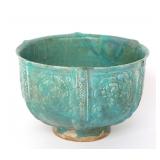 Lot 242 Islamic Octagonal Molded Turquoise Bowl, Seljuk Dynasty 10-13th c.