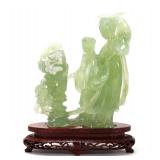 Lot 269 Chinese Serpentine Mother & Daughter Statue wStand
