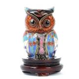 Lot 280 Beautiful Miniature Chinese Cloisonne Owl Figure wStand