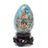 Lot 284 Gorgeous Light Blue Chinese Cloisonne Egg on Stand