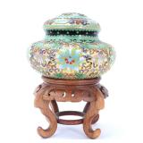Lot 286 Beautiful Chinese Champleve Ginger Jar wStand
