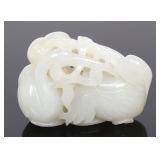 Lot 320 Chinese Pierced & Carved White Jade Crane, Qing Dynasty 1644-1912 CE