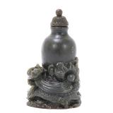 Lot 326 Chinese Dark Green Hardstone Carved Snuff Bottle