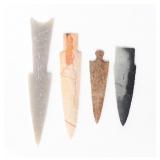 Lot 39 Group of Four Native American Arrowhead Points