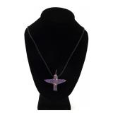 Lot 46 Stunning Purple Mohave Copper Turquoise Hummingbird Necklace