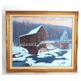 Lot 92 Acrylic Vintage Winter Landscape Painting