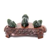 Lot 107 Three Lovely Jade Style Swans on Custom Stand